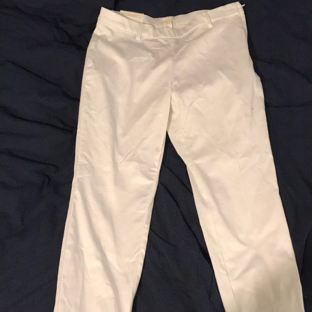 Plain white slacks